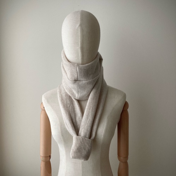 joodito 100% cashmere sweater wrap preppy tie scarf shawl cowl white ivory cream - Picture 2 of 10